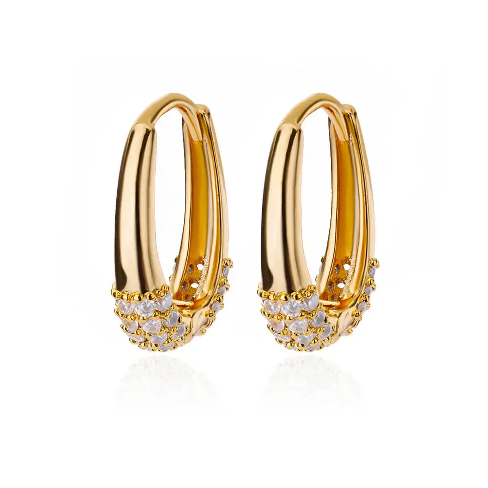 Shiny Zircon Circle Square Hoop Earrings for Women Gold Color Stainless Steel Earrings Luxury Christmas Jewelry Wedding aretes