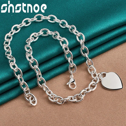 925 Sterling Silver Simple Heart Chain Necklace Bracelets Classic Fashion High Quality Jewelry Sets For Woman Party Wife Gifts