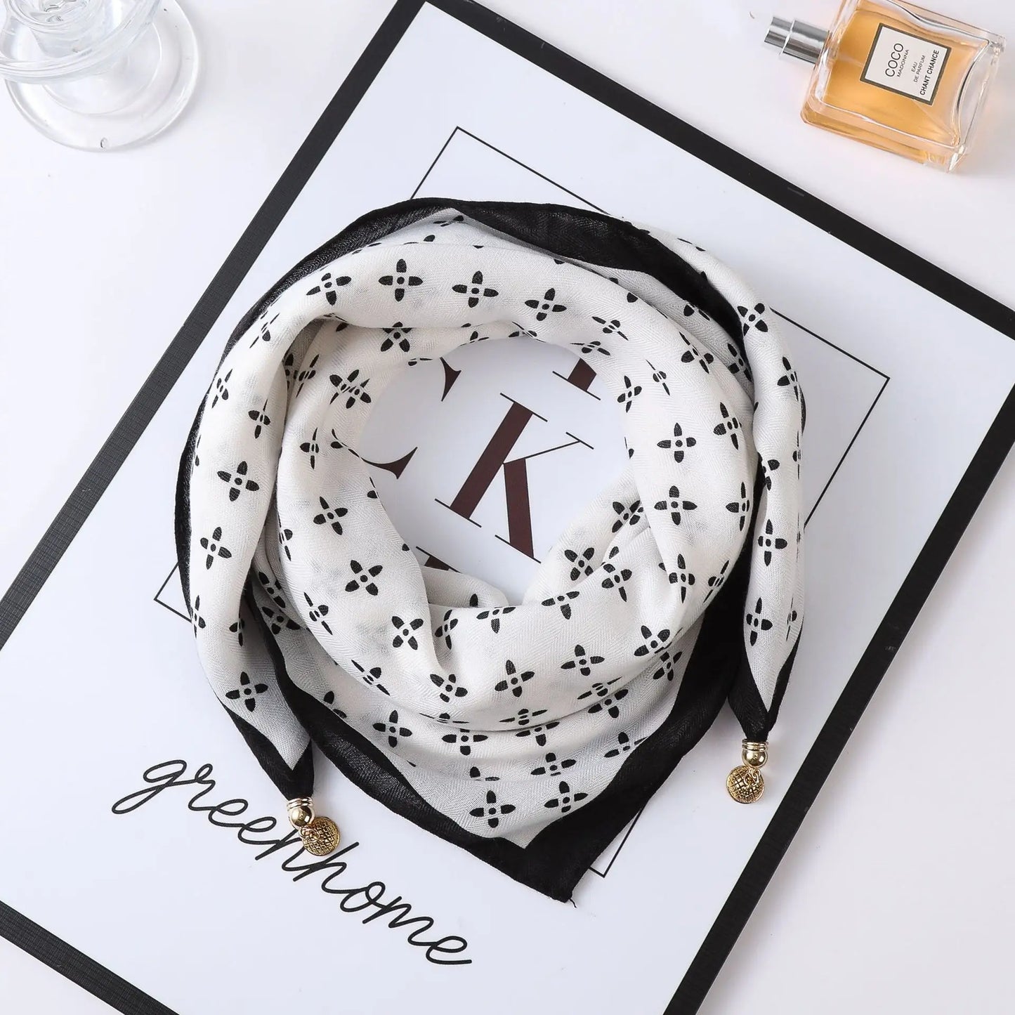 Luxury Magnetic Buckle Silk Scarf Women Soft Satin Neckerchief Female Autumn Winter Warmth Cold Resistance Fashion Square Scarve