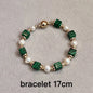Natural Freshwater Pearl & Synthetic Malachite Jewelry | 14K Gold Plated Necklace, Bracelet & Earrings | Vintage Style