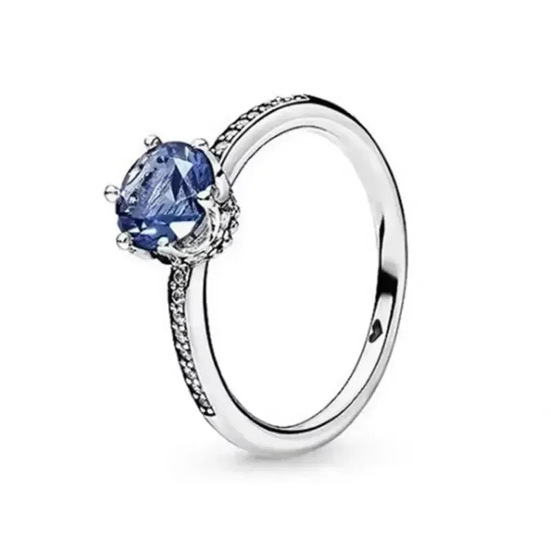 Hot selling 925 sterling silver classic dazzling crown round hearts ring exquisite women's light luxury charm ring jewelry gift