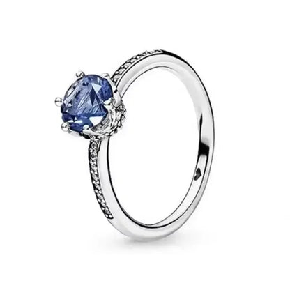 Hot selling 925 sterling silver classic dazzling crown round hearts ring exquisite women's light luxury charm ring jewelry gift