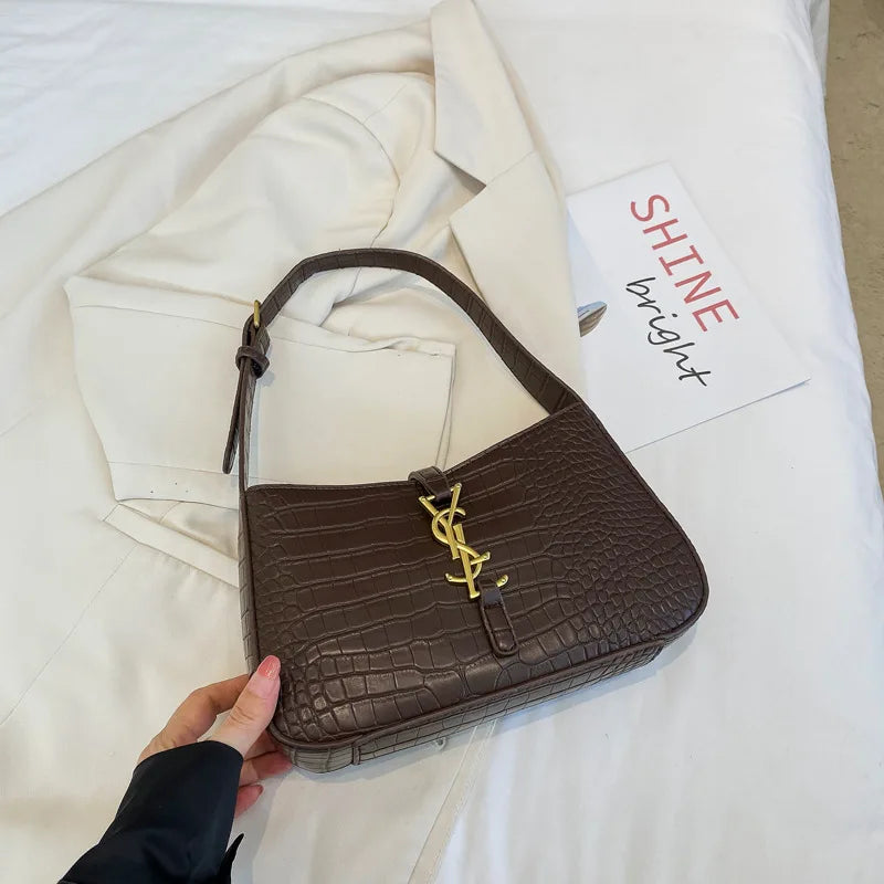 2025 New Fashion Favorite Fashion Crocodile Pattern Stick Bag Women's Fashion Trend Handbag Casual Single Shoulder Underarm Bag