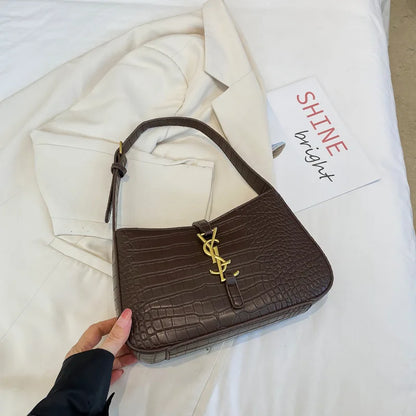 New Fashion Favorite Fashion Crocodile Pattern Stick Bag Women's Fashion Trend Handbag Casual Single Shoulder Underarm Bag