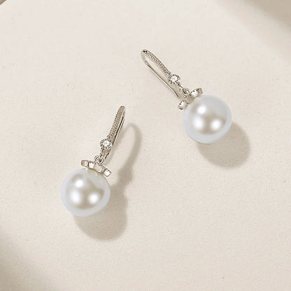 Hot Sterling silver romantic crystal pearl earrings for women fashion designer jewelry party wedding accessories gifts