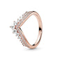 New 925 sterling silver classic rose gold ring, sparkling water droplet crown charm ring, ladies' light luxury exquisite gift