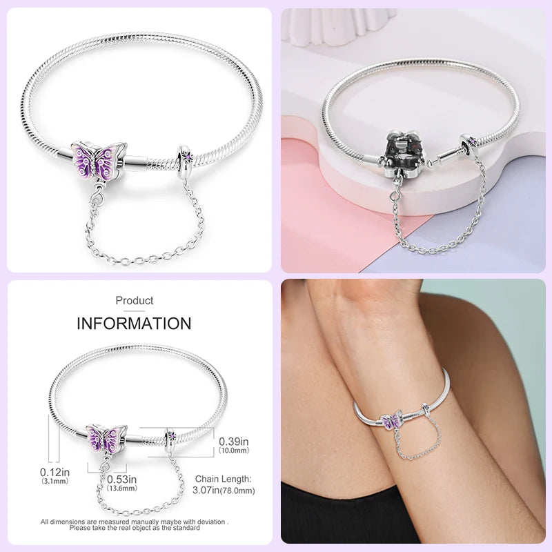 Sterling Silver Butterfly Zircon Bracelet - Colorful Crystal Wedding Jewelry