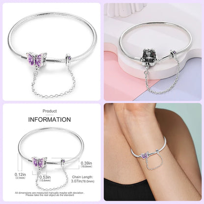 Sterling Silver Butterfly Zircon Bracelet - Colorful Crystal Wedding Jewelry
