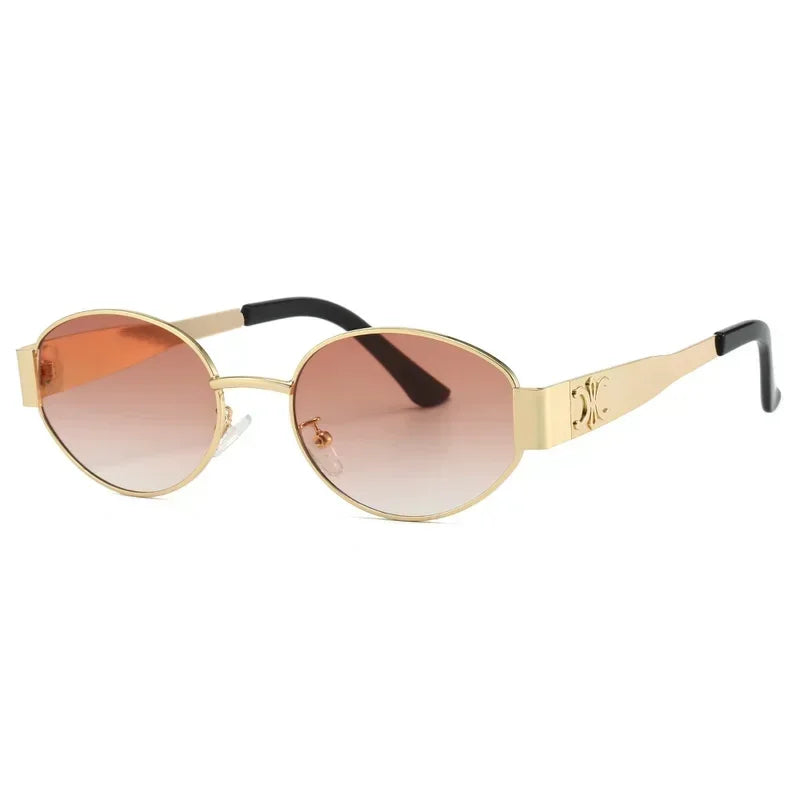 Retro Oval Metal Sunglasses - Luxury Fashion UV400 Unisex Eyewear