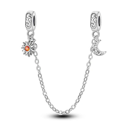 925 Sterling Silver Heart, Infinity & Triple Jewel Safety Chain Charm | Fits Pandora & Most Bracelets