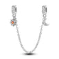 925 Sterling Silver Heart, Infinity & Triple Jewel Safety Chain Charm | Fits Pandora & Most Bracelets