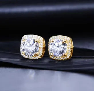 Round Cut Moissanite Stud Earrings — D Color VVS1 925 Silver & 18K Gold | GRA Certified