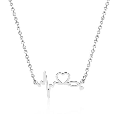 Luxury Brand Love Heart Necklace For Women Paragraph Clavicle Necklace Stainless Steel Gold Color Peach Necklace Fine Jewelry