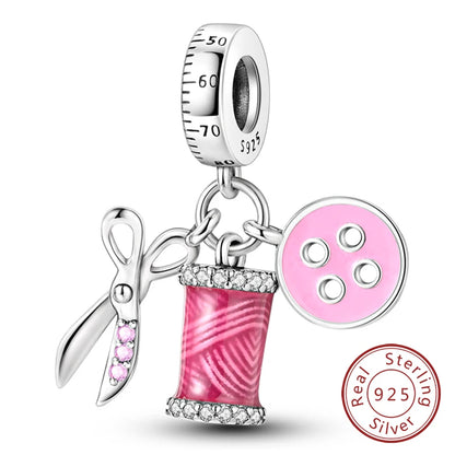 925 Sterling Silver Pink Pendant Charm Bead | Fits Pandora Bracelets & Necklaces | DIY Fine Jewelry