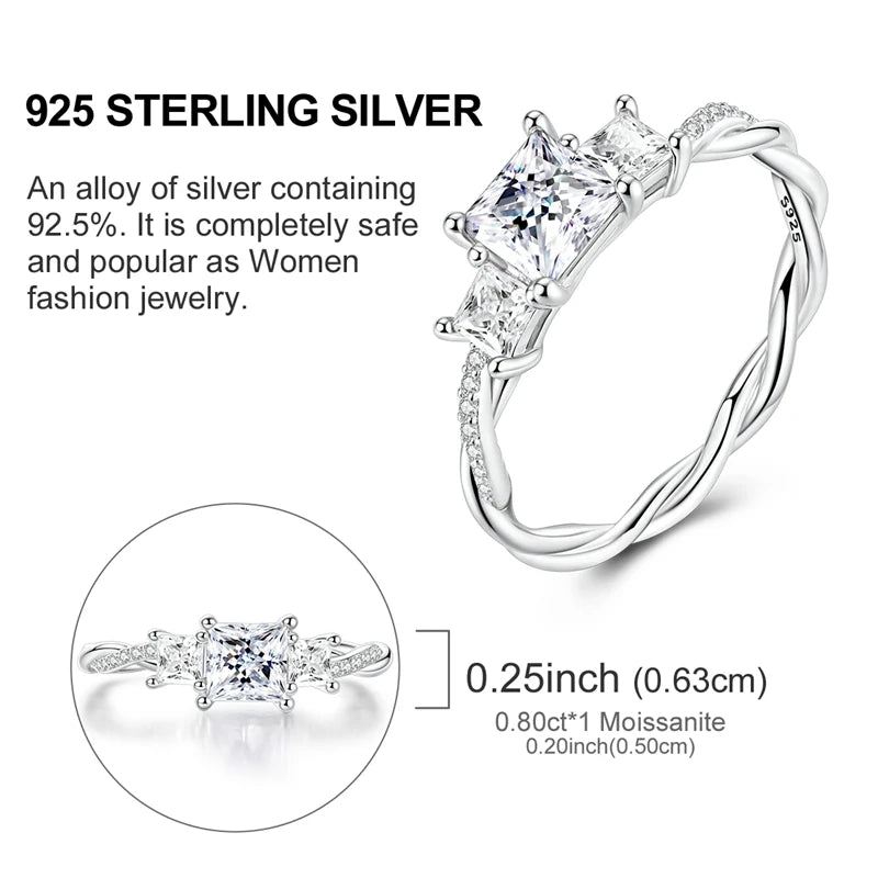 Moissanite Engagement Ring - 925 Sterling Silver, 0.8ct & 1ct, GDTC Certified