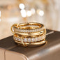 Trendy 4-Piece Stackable Ring Set - Two-Tone 18K Gold Plated Zircon Rings