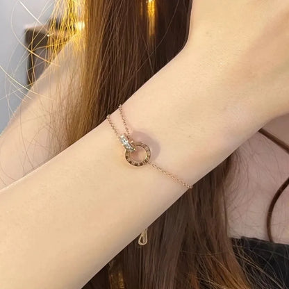 Fashion Roman Digital Double Ring Pendant Necklace Bracelet Earrings Set - Korean Style Jewelry for Women