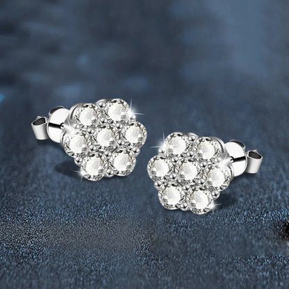 Real Moissanite Snowflake Stud Earrings — D Color 925 Sterling Silver | Women