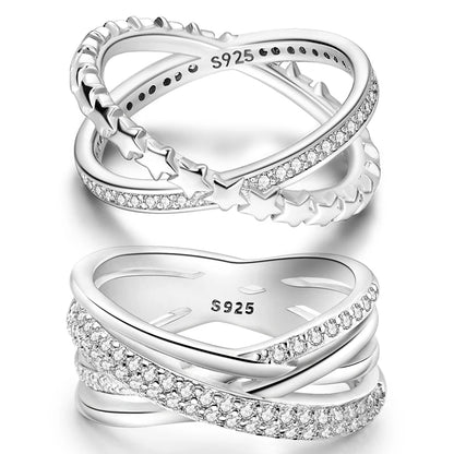 925 Sterling Silver Cross Multi-Ring | Zircon Wedding & Anniversary Ring for Women