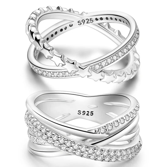 925 Sterling Silver Cross Multi-Ring | Zircon Wedding & Anniversary Ring for Women