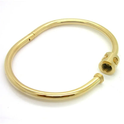 Titanium Steel Inspiration Bracelet - 18K Gold Plated with Zircon Bangle