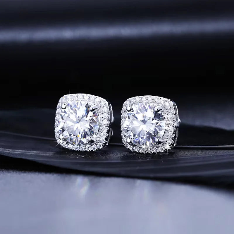 Round Cut Moissanite Stud Earrings — D Color VVS1 925 Silver & 18K Gold | GRA Certified