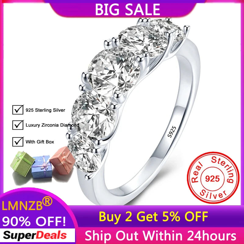 925 Sterling Silver 3.6 Carat Zirconia Diamond Ring | Luxury Wedding Band for Women