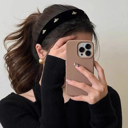 Hair Accessories Retro Hair Hoop Vintage Velvet Korean Style Personalized French Headband Bee Hairbands Wide Brim Hair Hoop