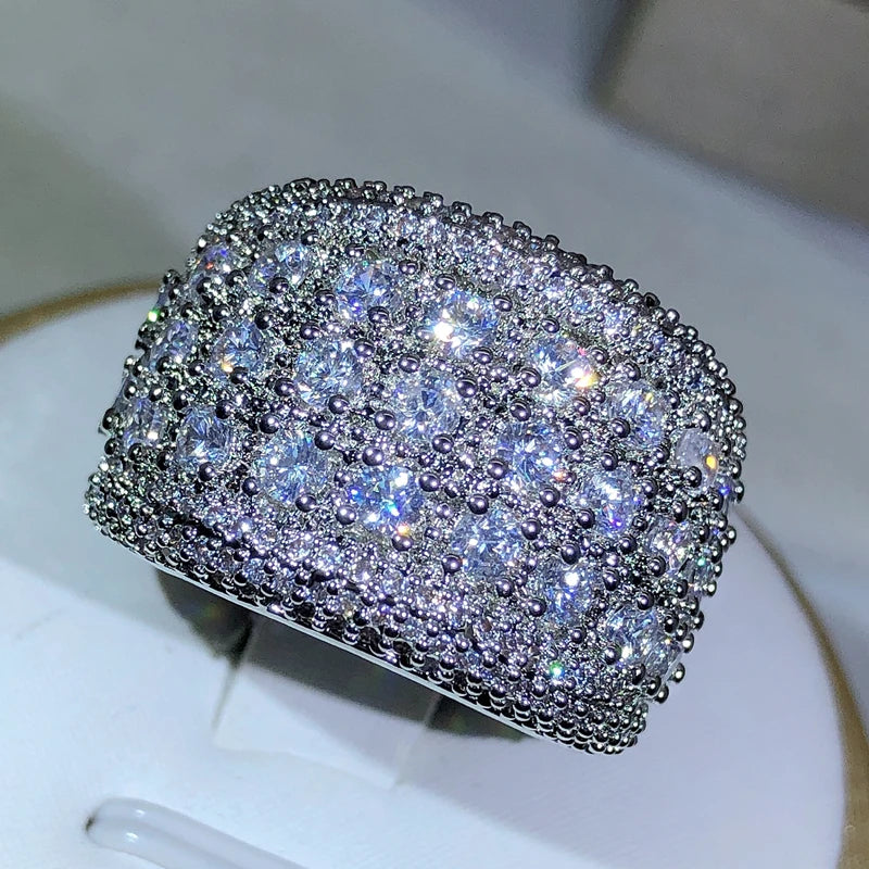 925 Sterling Silver Round Zircon Engagement Ring for Women | Wedding Band | Sizes 5–10 | Gift Box Included