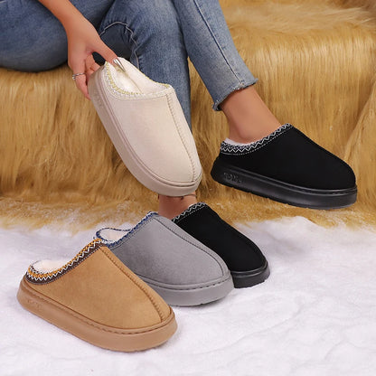 Women's Fuzzy Fur Platform Slippers - Luxury Designer Winter Slides