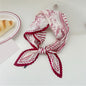 New Floral Print Pleated Silk Scarf Square Neck Scarves Crinkle Hair Bands Scarf Bandana Satin Hijab Head Wraps Neckerchief