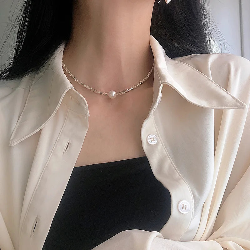925 Sterling Silver Freshwater Pearl Chain Necklace for Women | Fine Jewelry | Wedding, Party & Birthday Gift