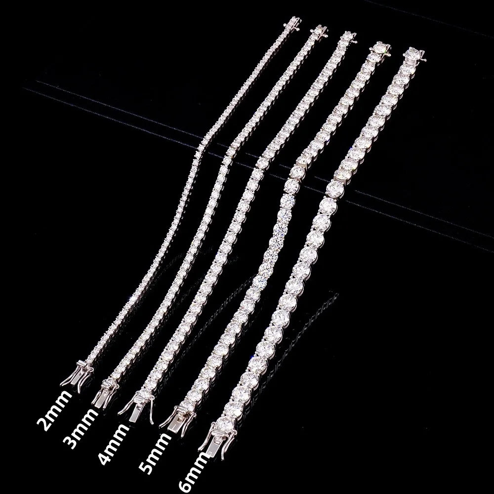 Tennis Bracelet - 925 Sterling Silver & 18K Gold, Moissanite or Zirconia, 2/3/4mm