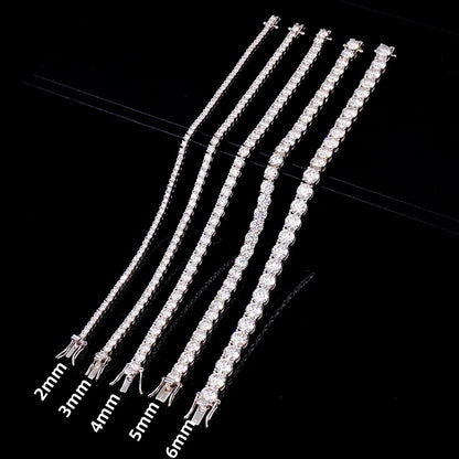 Tennis Bracelet - 925 Sterling Silver & 18K Gold, Moissanite or Zirconia, 2/3/4mm
