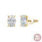 ORSA JEWELS 925 Sterling Silver Oval Zirconia Stud Earrings | 8A Premium Cubic Zirconia