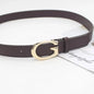 ‌2025 PU Leather Belt - Gold G-Buckle, Trendy Waistband for Jeans, Women's Fashion Accessory, Adjustable & Stylish‌