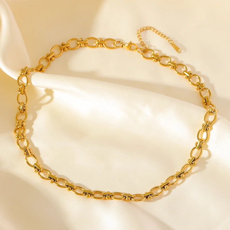 EILIECK 316L Stainless Steel Metal Chain Necklace For Women Fashion 18K Gold Plated Neck Chain Waterproof Jewelry Lady Gift