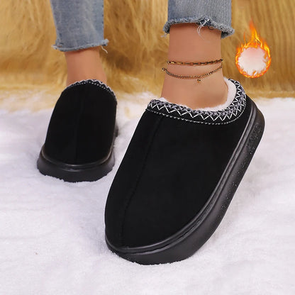 Women's Fuzzy Fur Platform Slippers - Luxury Designer Winter Slides