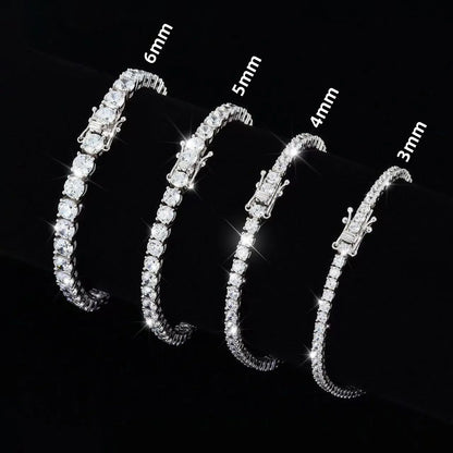 Tennis Bracelet - 925 Sterling Silver & 18K Gold, Moissanite or Zirconia, 2/3/4mm