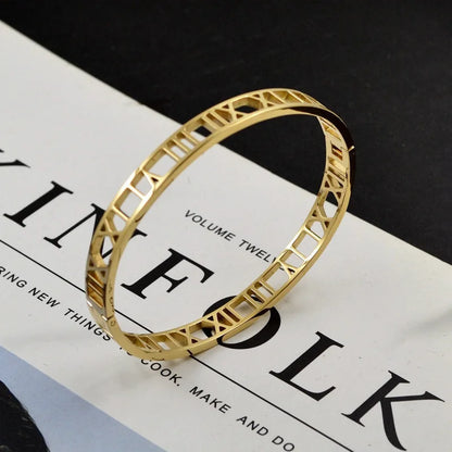 Luxury Roman Bracelet - Stainless Steel Cuff for Women & Couples