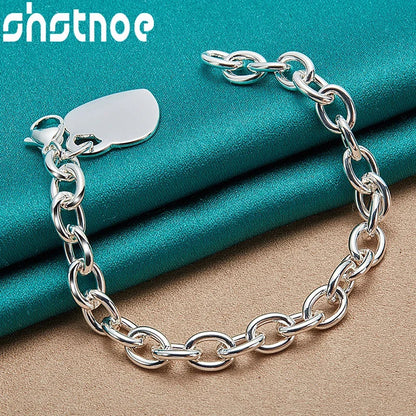 925 Sterling Silver Simple Heart Chain Necklace Bracelets Classic Fashion High Quality Jewelry Sets For Woman Party Wife Gifts