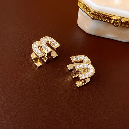 Zircon Drop Oil M Letter Ear Buckle Female Design High-grade Sense Stud Earrings for Women Fashion Light Luxury Jewelry Gifts