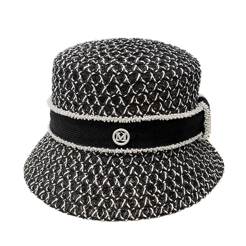 Korean  Breathable Hollow Fisherman Hat, Personalized Basin Hat, Fashionable Diamond Bucket Hat for Women's Summer Outings