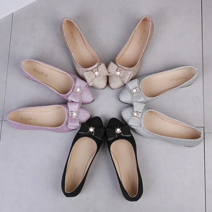 Women's Bow Flat Loafers - Soft Casual Slip-On Shoes
