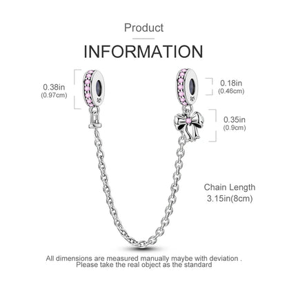 925 Sterling Silver Heart, Infinity & Triple Jewel Safety Chain Charm | Fits Pandora & Most Bracelets