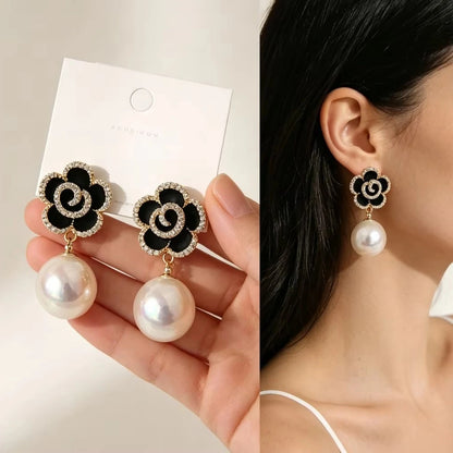 Niche Light Luxury Flower Earrings High End Temperament Women Fashion Jewelry Daily Party Wear