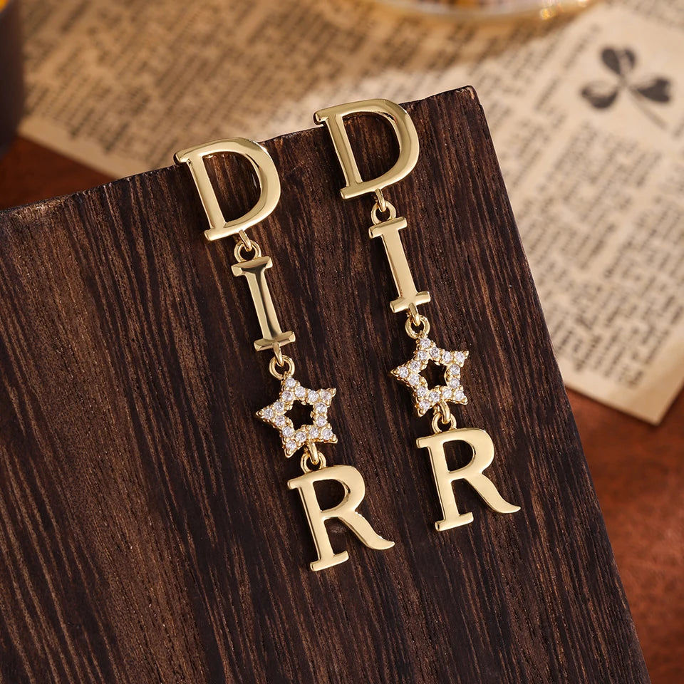 Luxury Pearl Drop Earrings - Designer D Letter Charm Hoop Earrings for Women