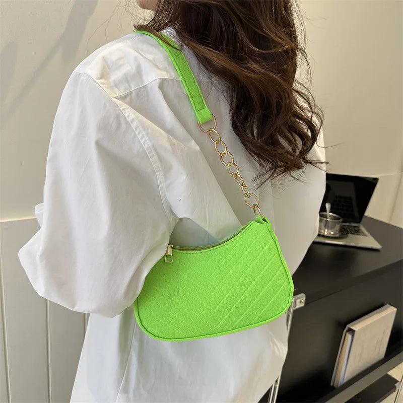 Mini Crescent Saddle Bag - Designer Felt Shoulder Bag for Women