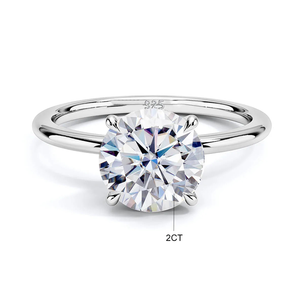 Solitaire Ring - 925 Sterling Silver Rose Gold, Moissanite or Zirconia, 1ct 2ct 3ct 5ct