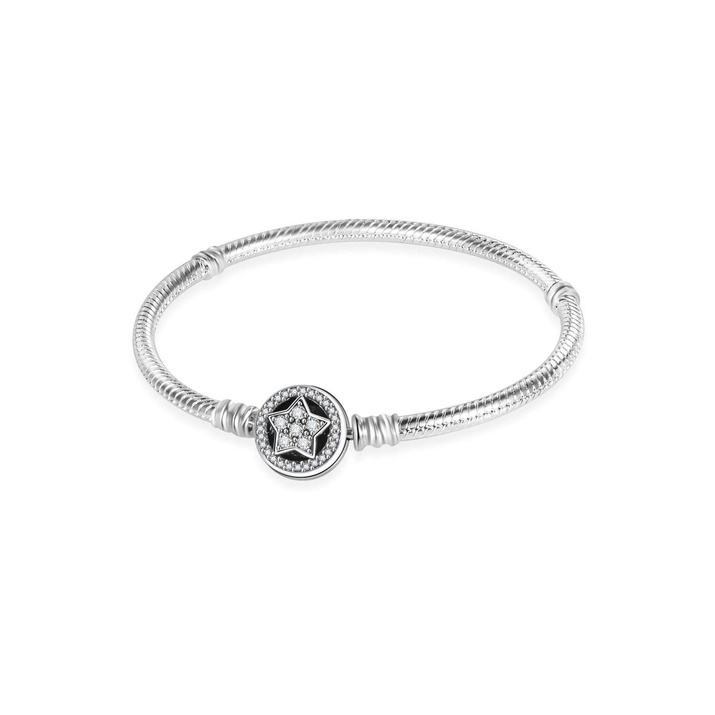 925 Sterling Silver Shell Family Tree Heart Bracelet - Charm Bangle